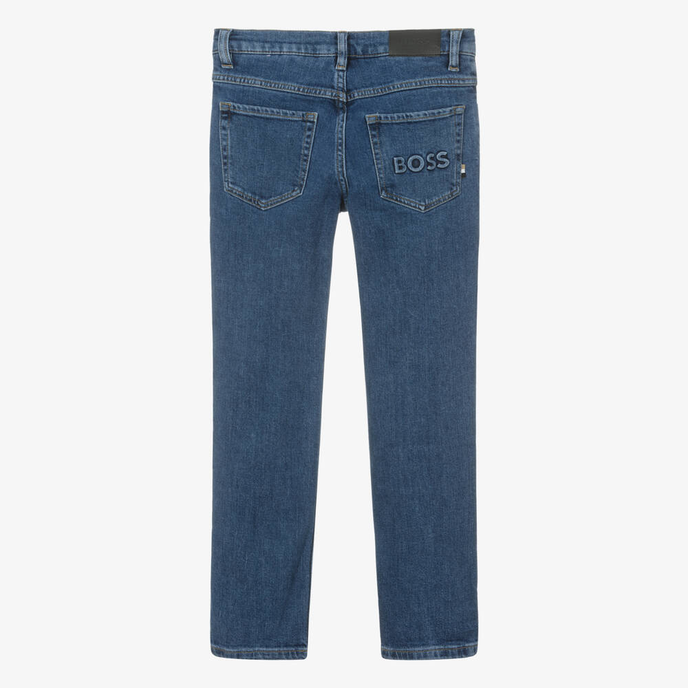 BOSS-Teen Boys Blue Regular Fit Denim Jeans | Childrensalon Outlet