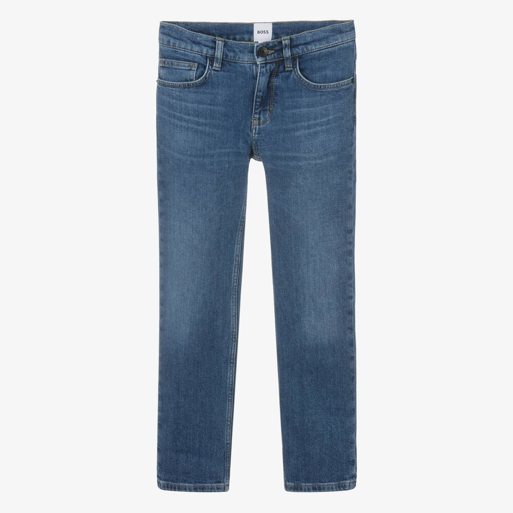 BOSS-Teen Boys Blue Regular Fit Denim Jeans | Childrensalon Outlet