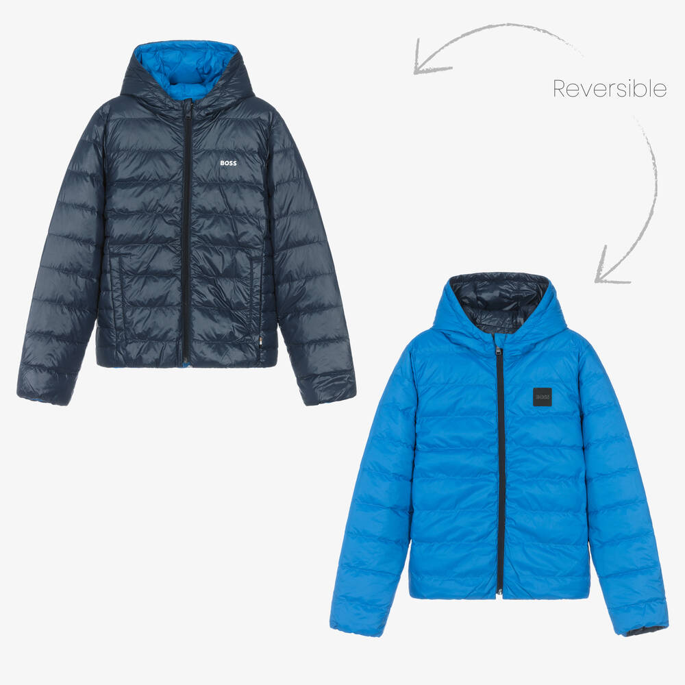 BOSS - Teen Boys Blue Reversible Jacket | Childrensalon