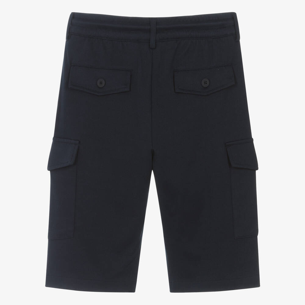 BOSS-Teen Boys Blue Viscose Cargo Shorts | Childrensalon Outlet