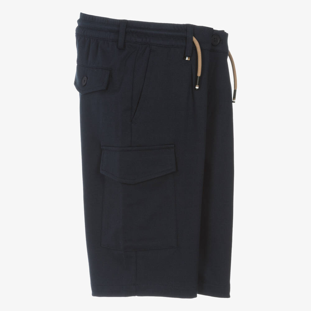 BOSS-Teen Boys Blue Viscose Cargo Shorts | Childrensalon Outlet