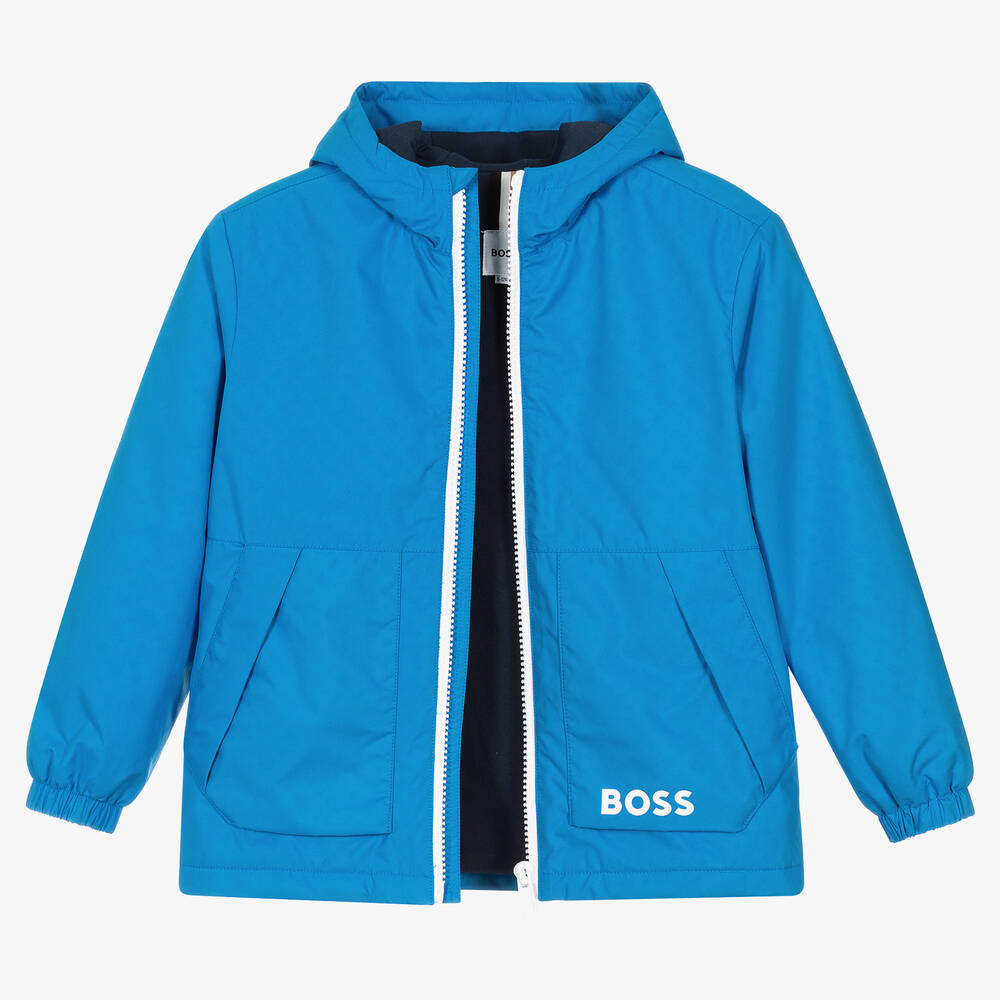 BOSS-Teen Boys Blue Water-Reactive Jacket | Childrensalon Outlet