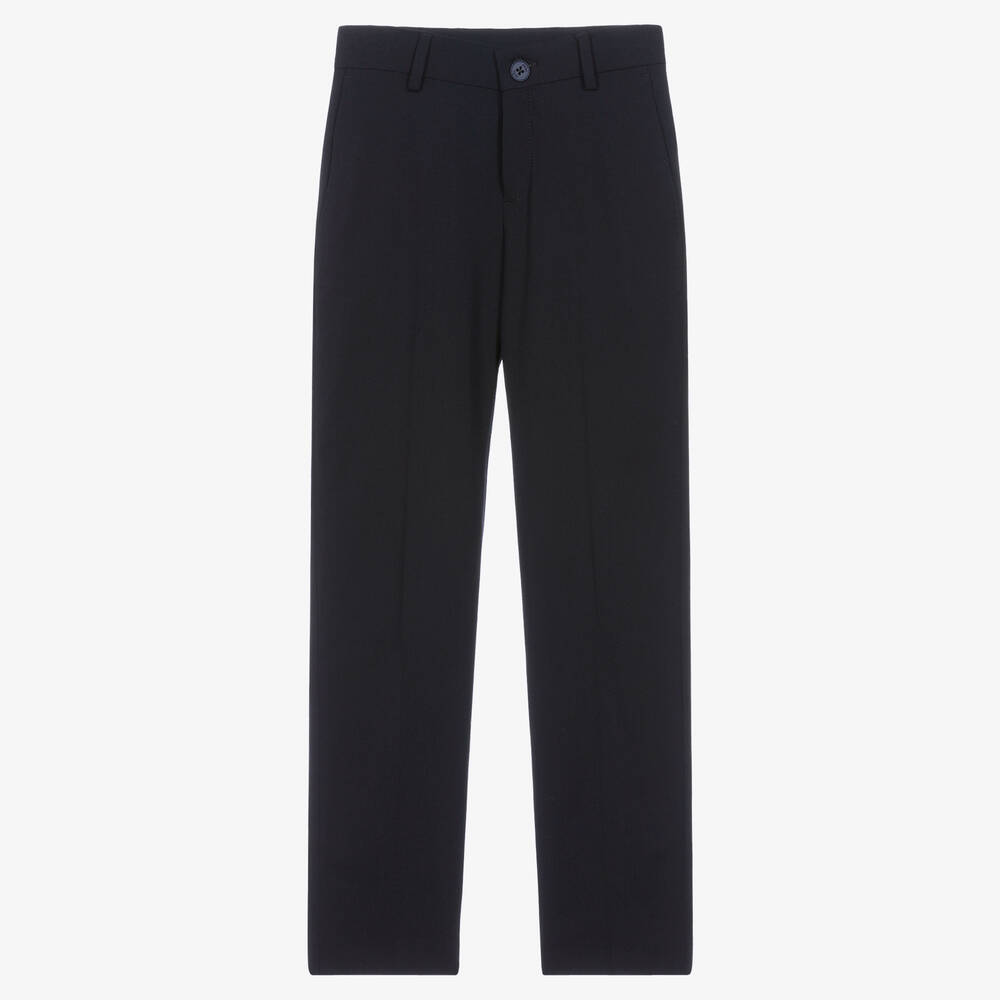 BOSS - Teen Boys Blue Wool Suit Trousers | Childrensalon