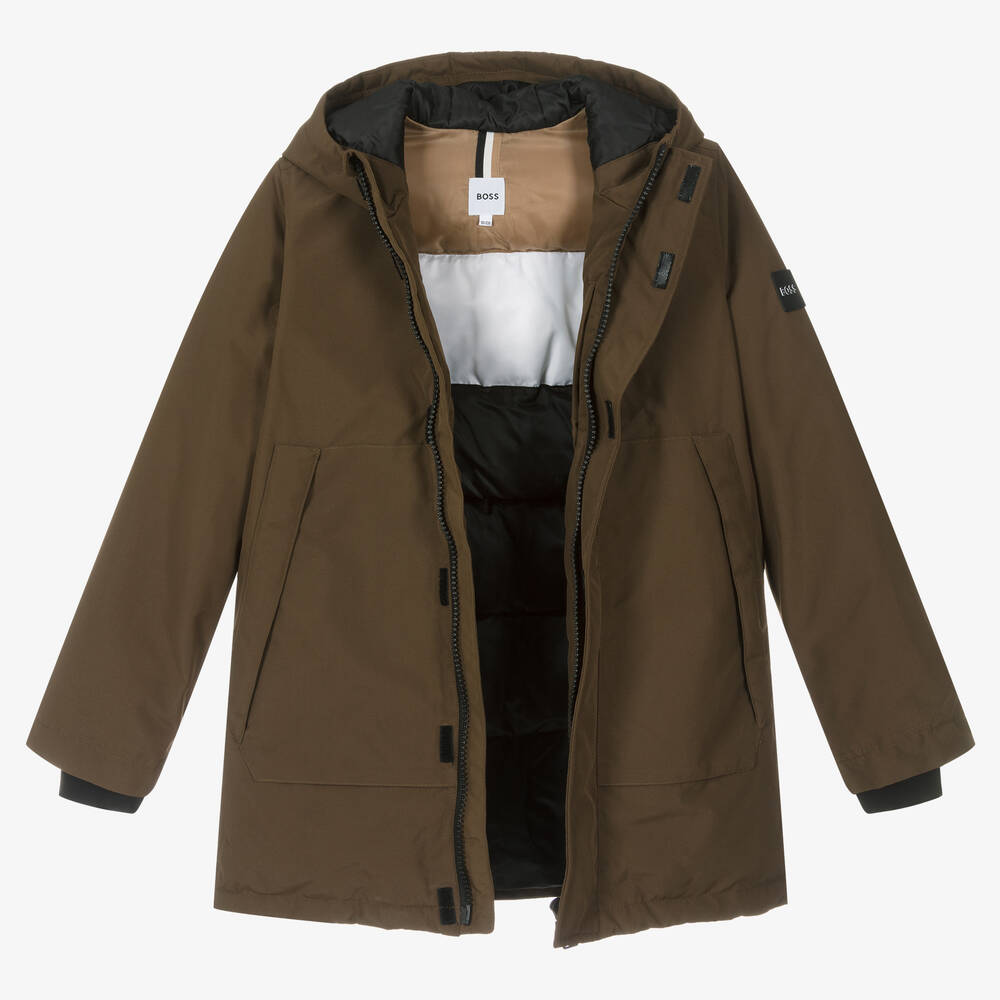 BOSS Parka marron capuche ado gar on