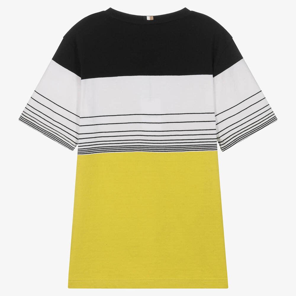 BOSS-Зеленая футболка с цветовыми блоками | Childrensalon Outlet