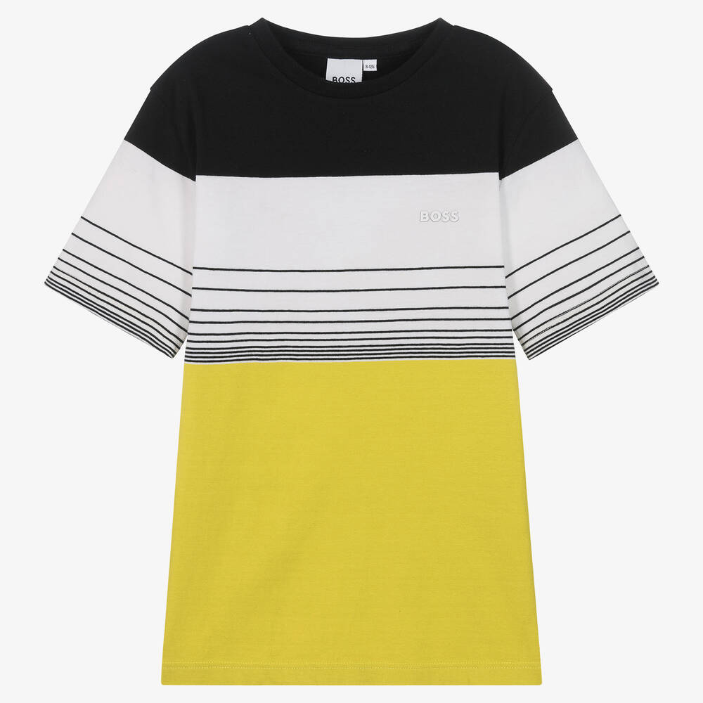 BOSS - T-shirt vert color block ado garçon | Childrensalon