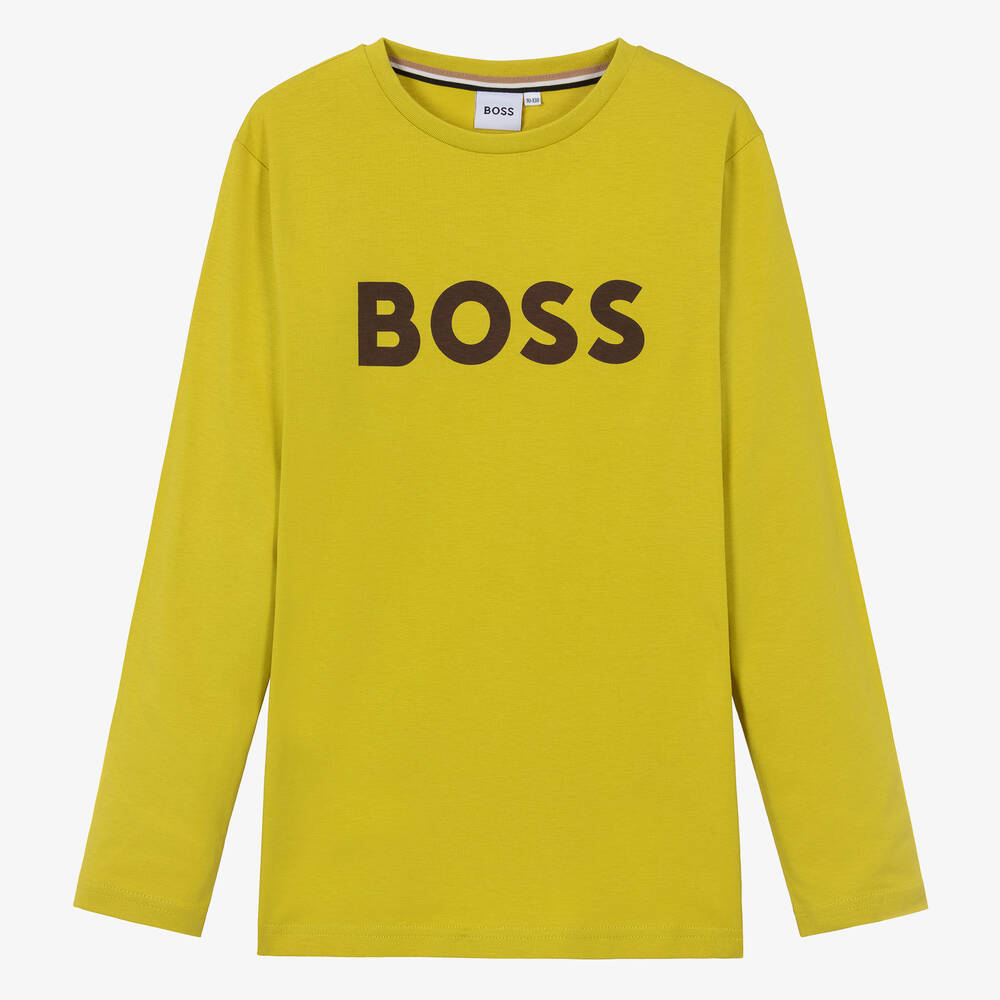 BOSS - Teen Boys Green Cotton Top | Childrensalon