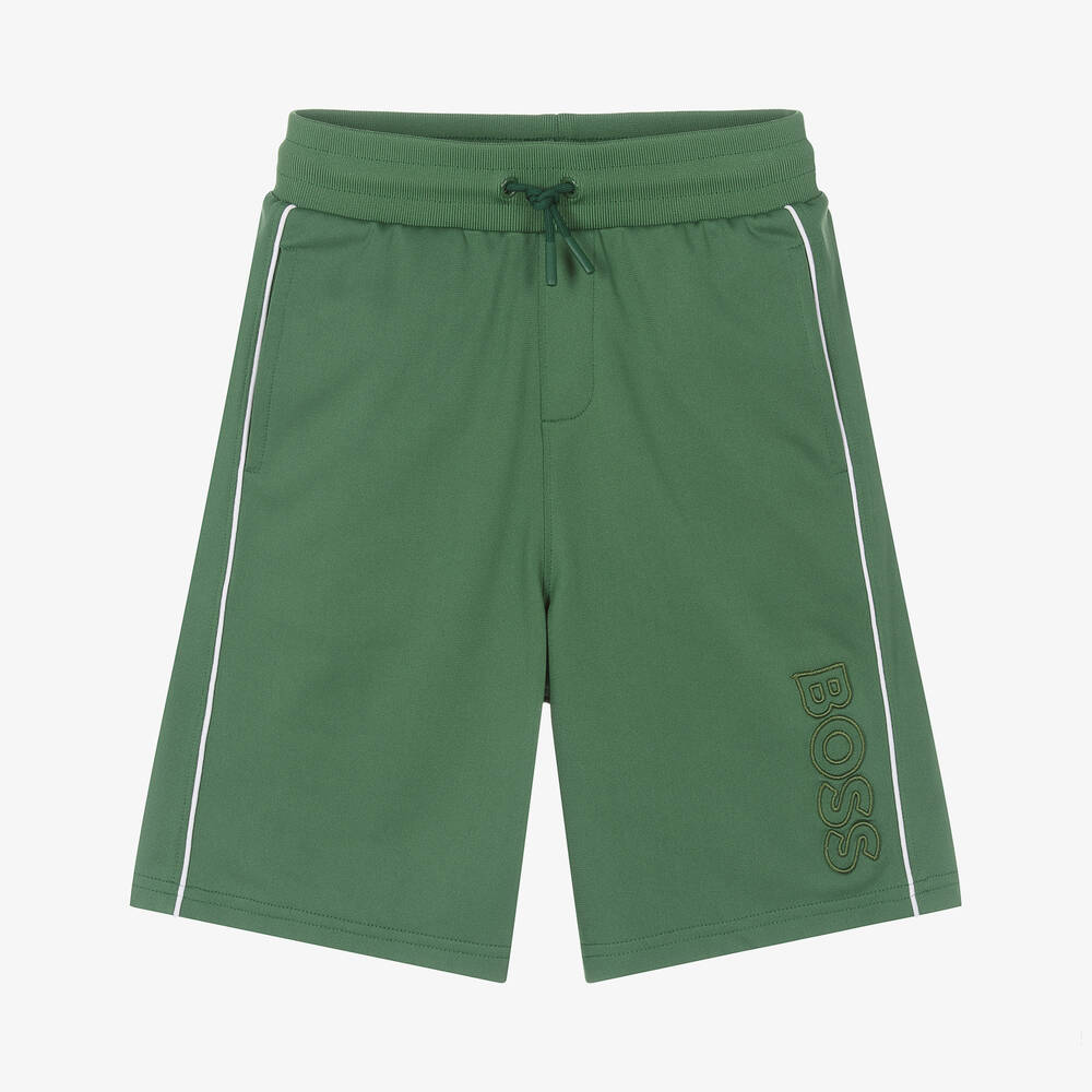 BOSS-Teen Boys Green Jersey Shorts | Childrensalon Outlet