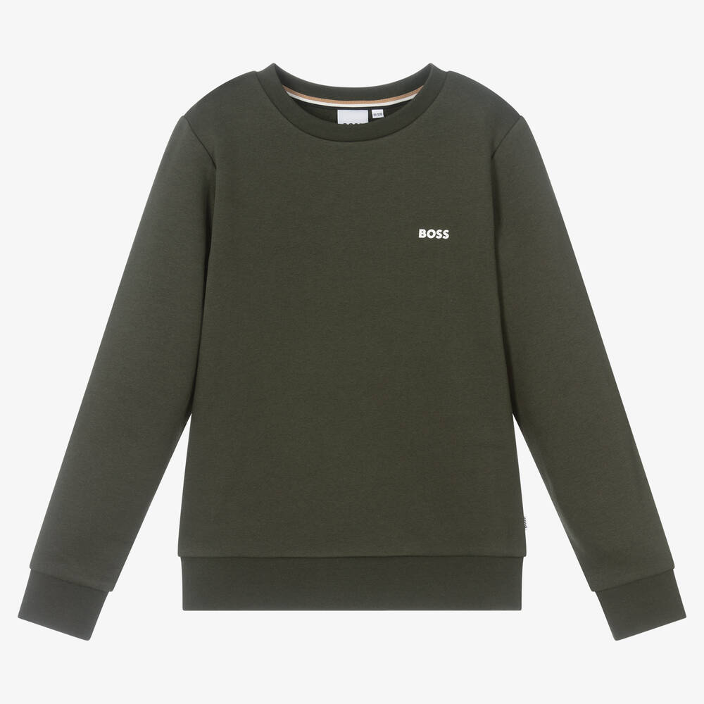 BOSS - Sweat vert Ado garçon | Childrensalon