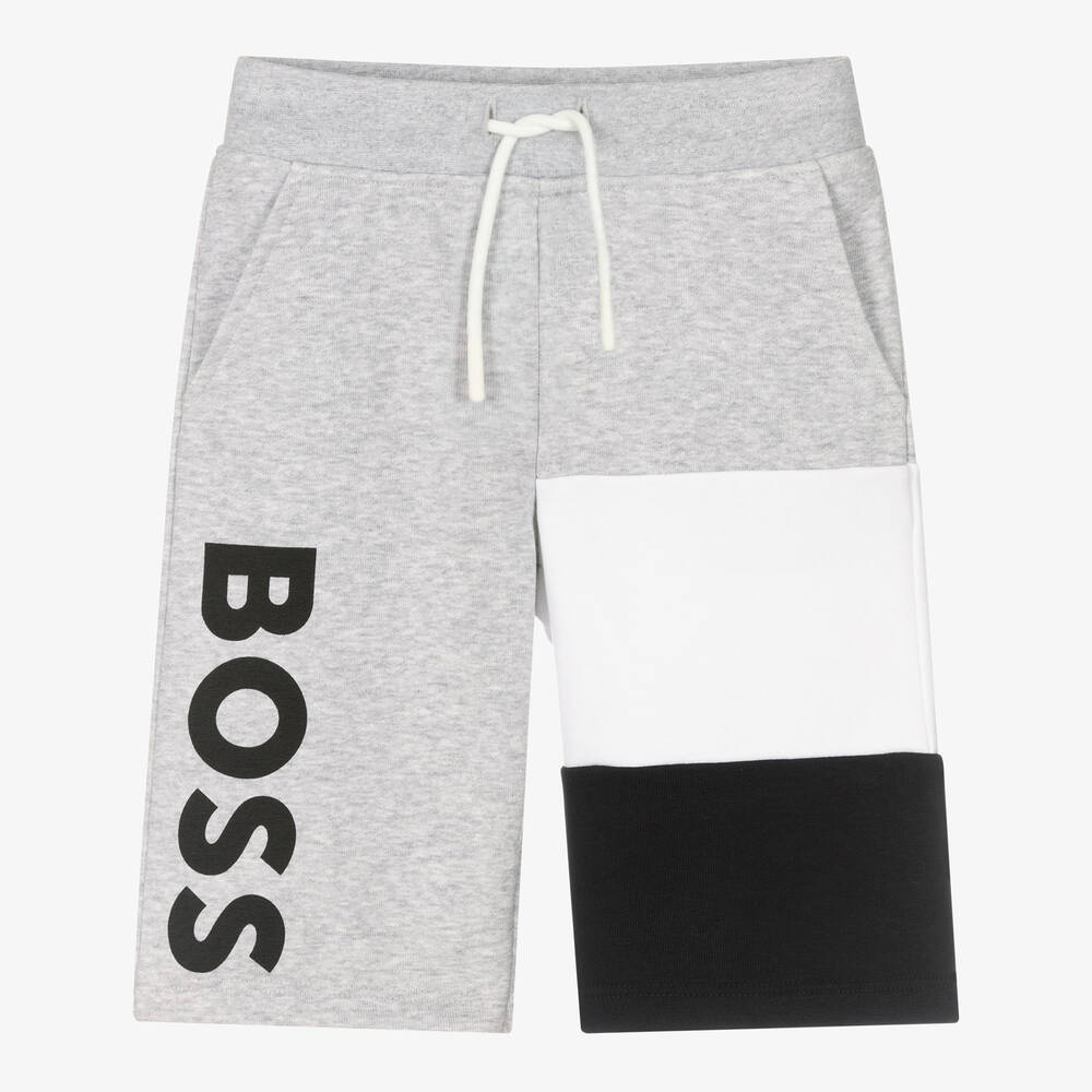 BOSS - Graue Teen Farbblock-Jersey-Shorts | Childrensalon