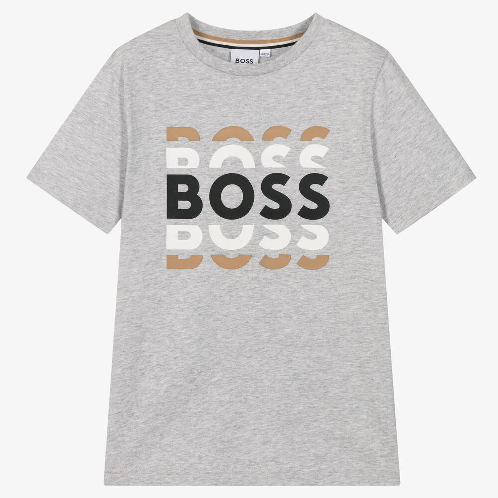 BOSS - Graues Teen Baumwoll-T-Shirt | Childrensalon