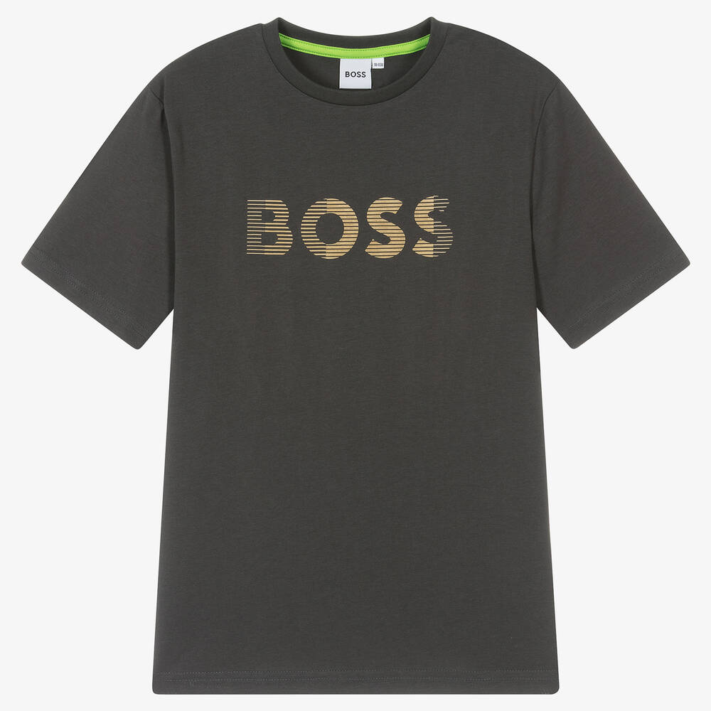 BOSS - Серая хлопковая футболка | Childrensalon