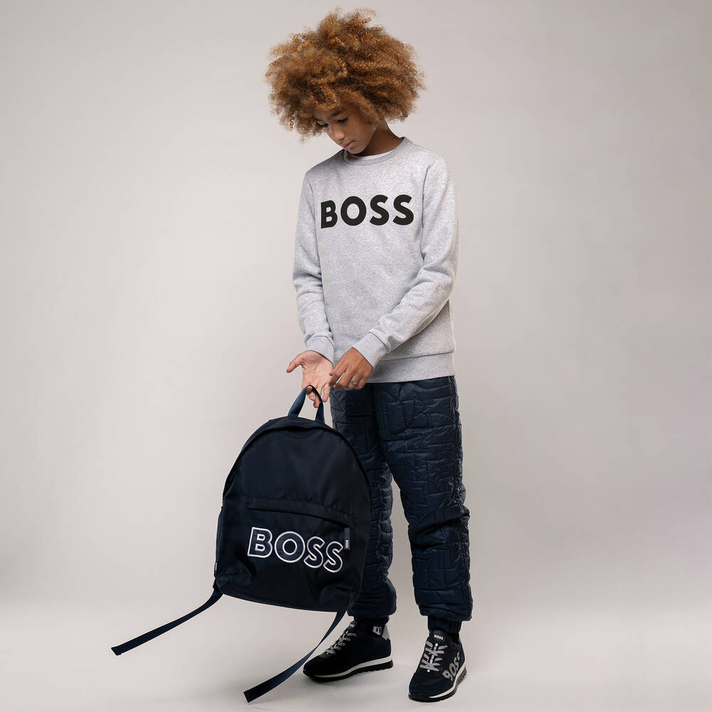 BOSS-Серый хлопковый топ для мальчиков | Childrensalon Outlet