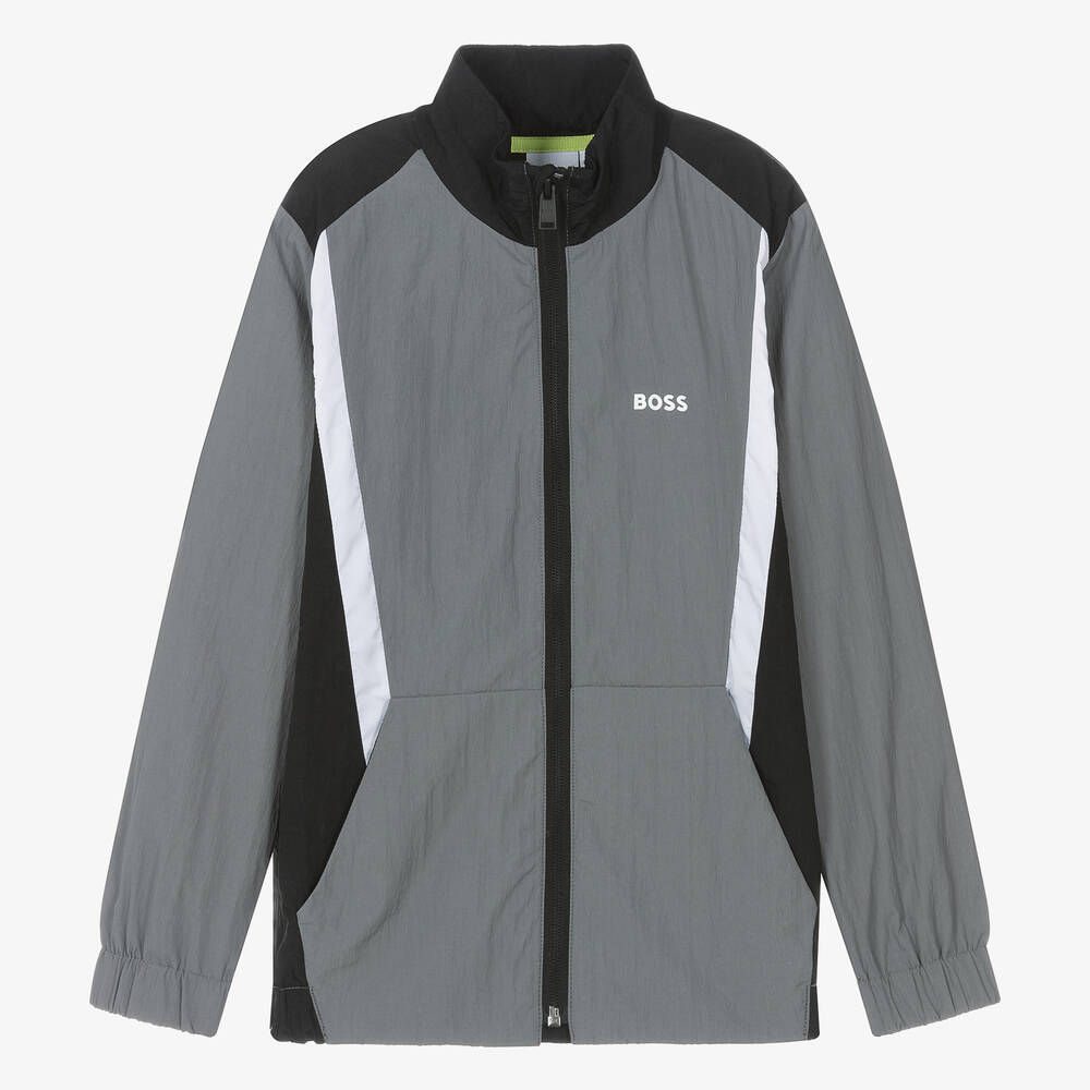 BOSS-Teen Boys Grey Jacket | Childrensalon Outlet