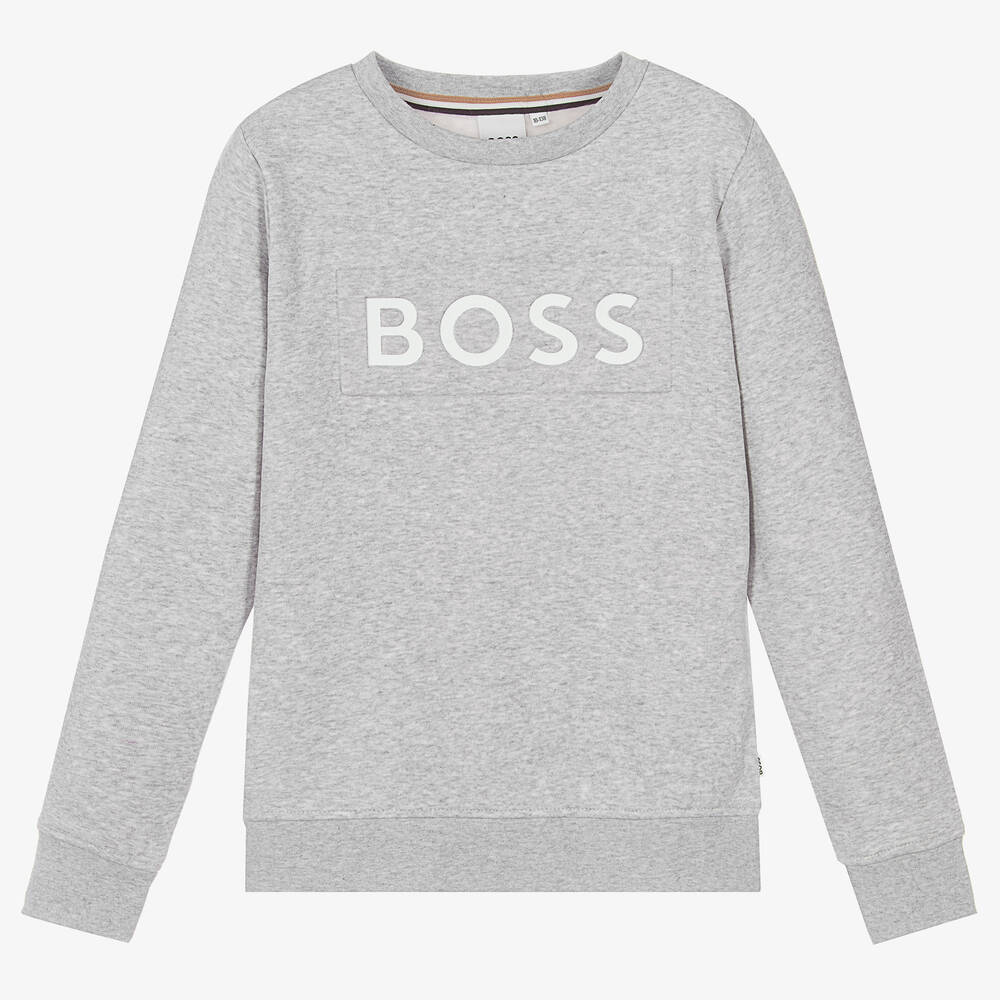 BOSS - Sweat gris ado garçon | Childrensalon