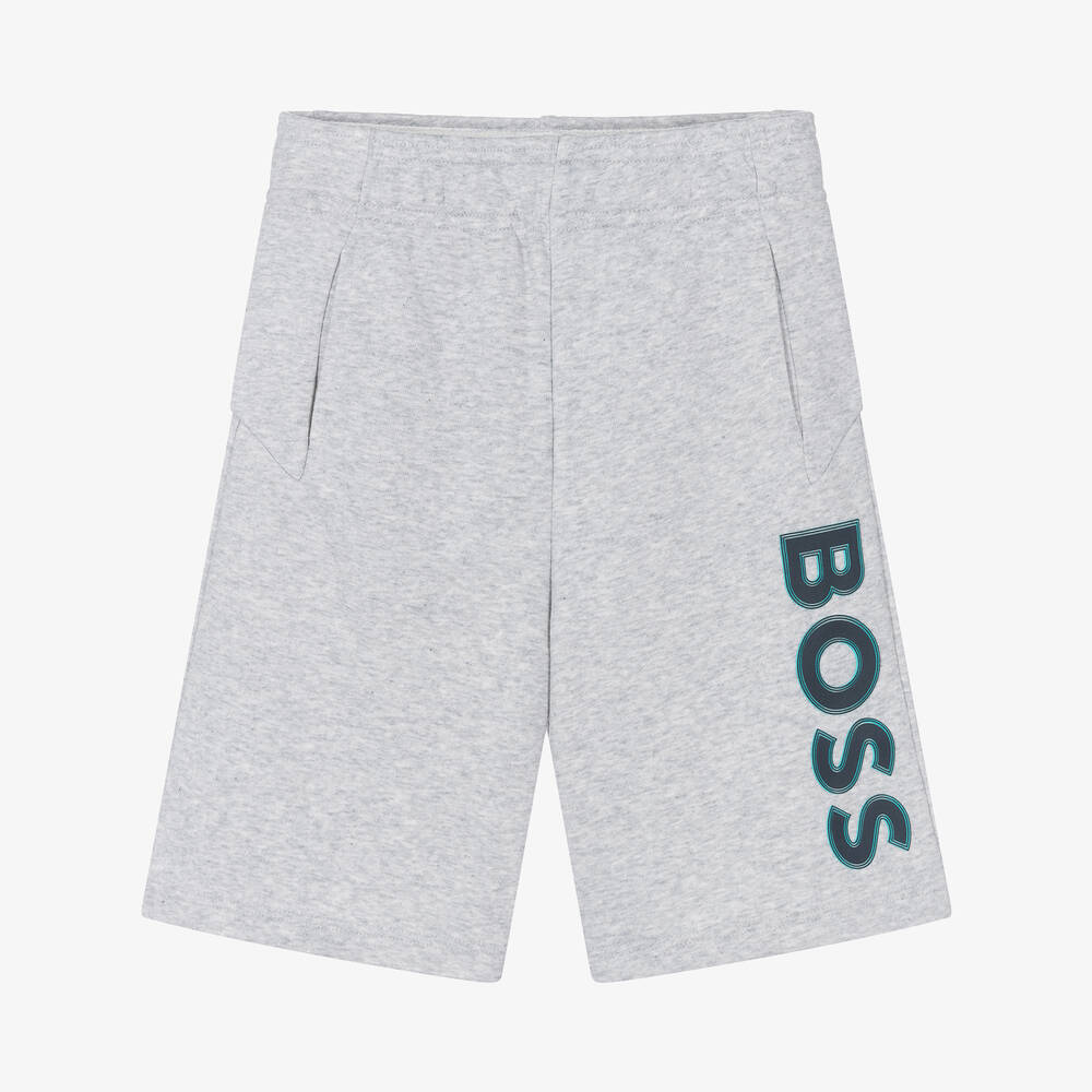 BOSS-Teen Boys Grey Marl Jersey Shorts | Childrensalon Outlet