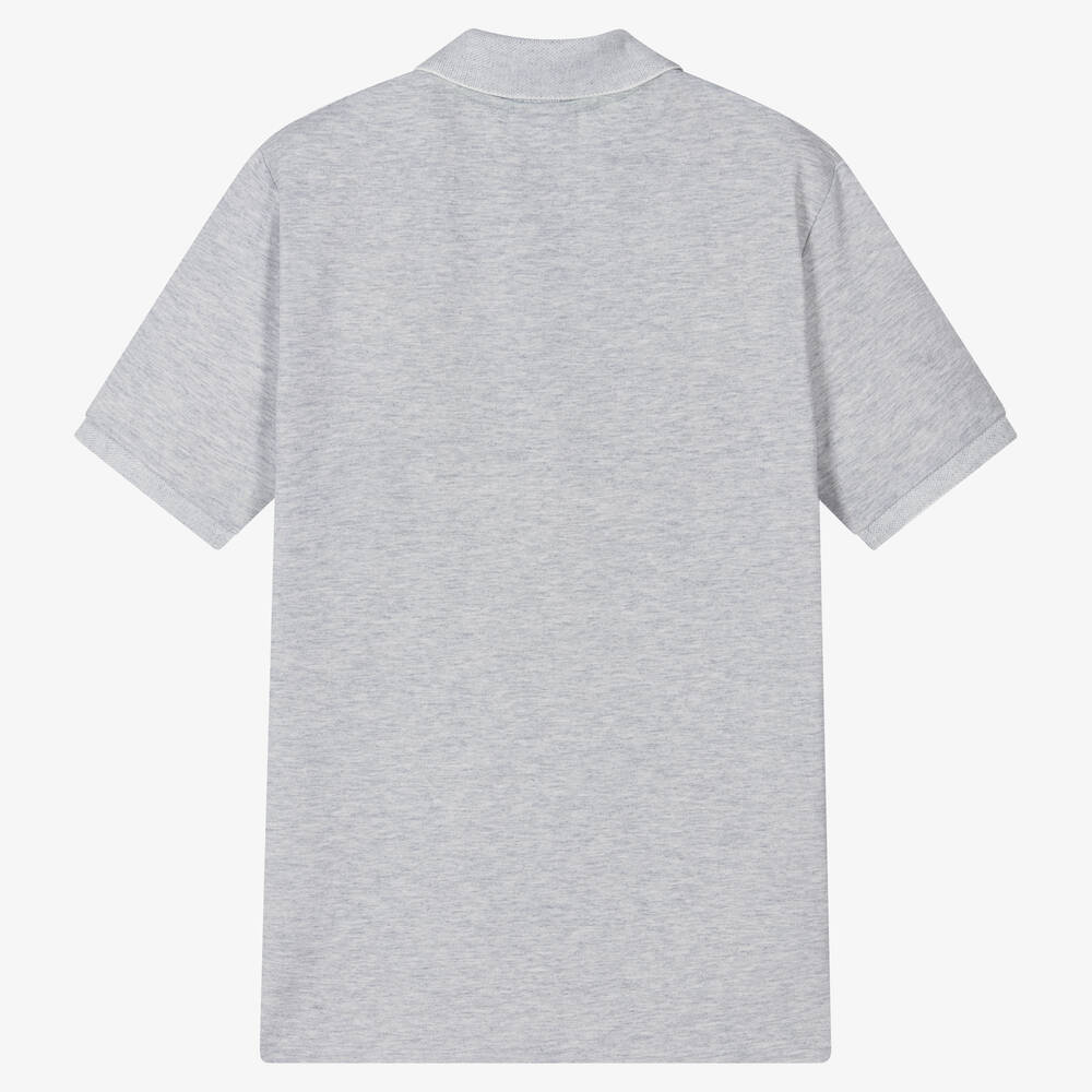 BOSS-Серая рубашка поло из меланжевого хлопка пике | Childrensalon Outlet