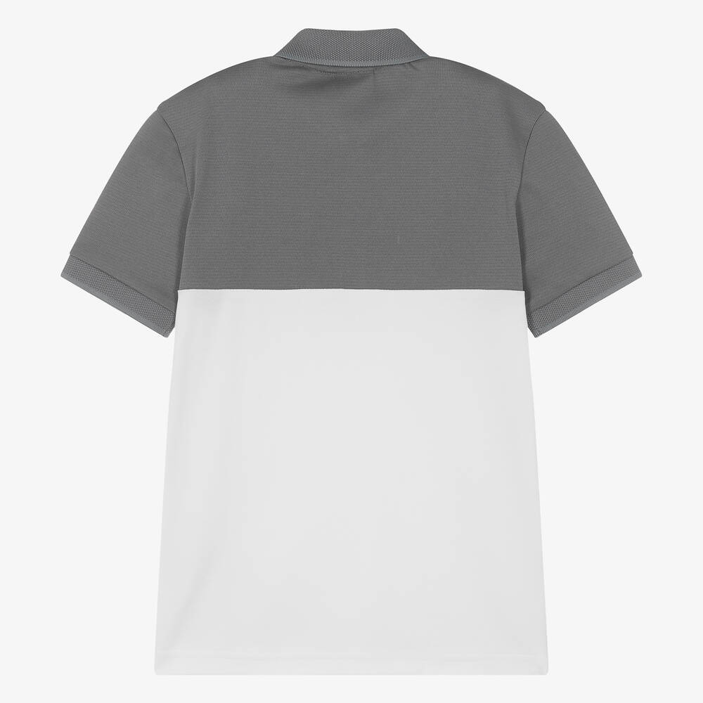 BOSS-Teen Boys Grey & White Polo Shirt | Childrensalon Outlet