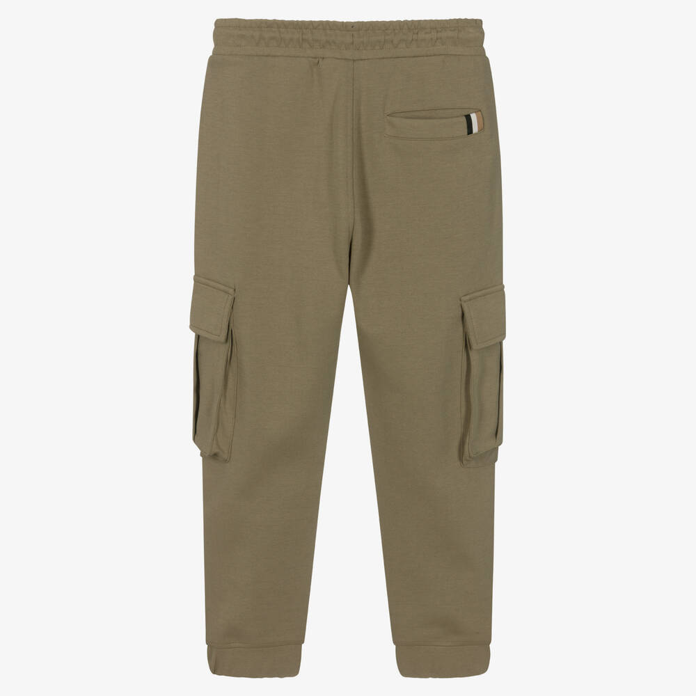 BOSS-Хлопковые джоггеры цвета хаки | Childrensalon Outlet