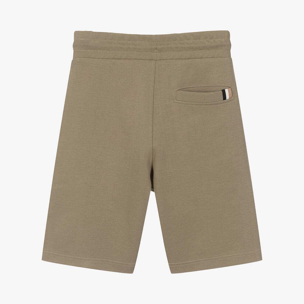 BOSS-Хлопковые шорты цвета хаки | Childrensalon Outlet