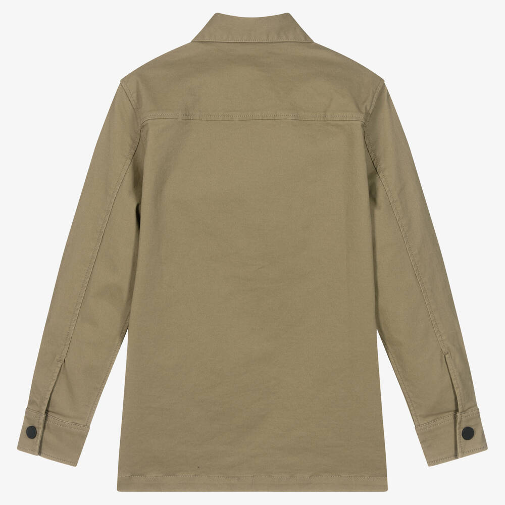 BOSS-Teen Boys Khaki Green Shirt | Childrensalon Outlet