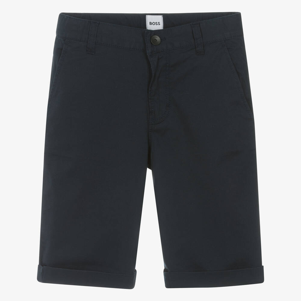 Teen Boys Navy Blue Cotton Chino Shorts