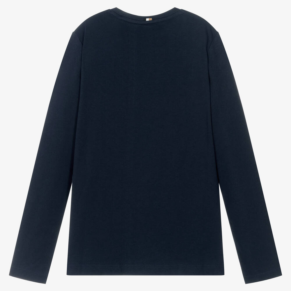 BOSS-Синий хлопковый топ для подростков | Childrensalon Outlet