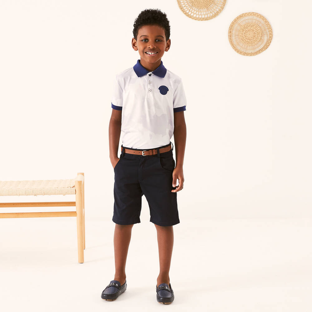 BOSS Teen Boys Navy Blue Leather Moccasins Childrensalon Outlet