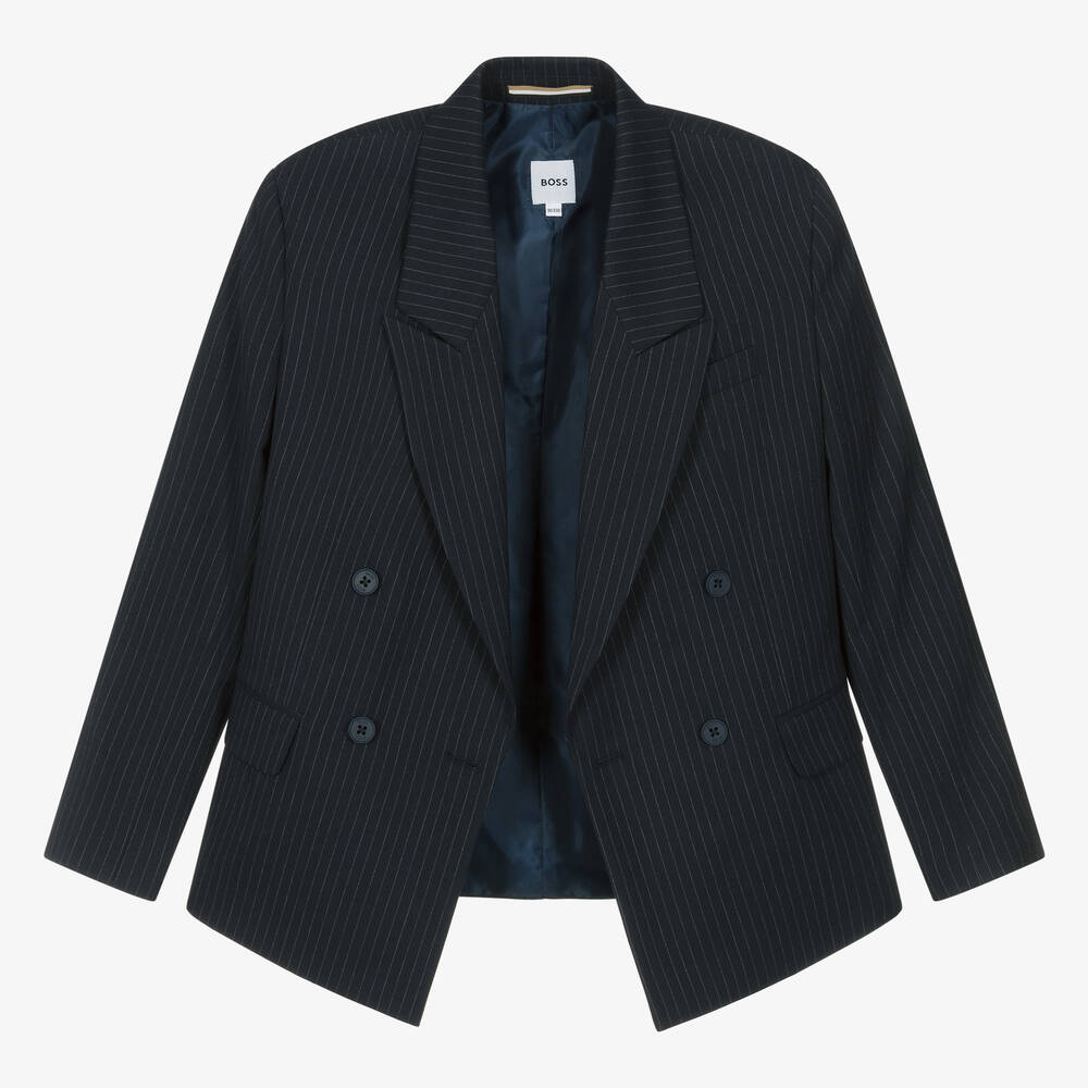 BOSS-Teen Boys Navy Blue Pinstripe Blazer | Childrensalon Outlet
