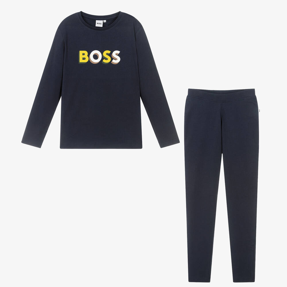 BOSS - Teen Boys Navy Blue Pyjamas | Childrensalon