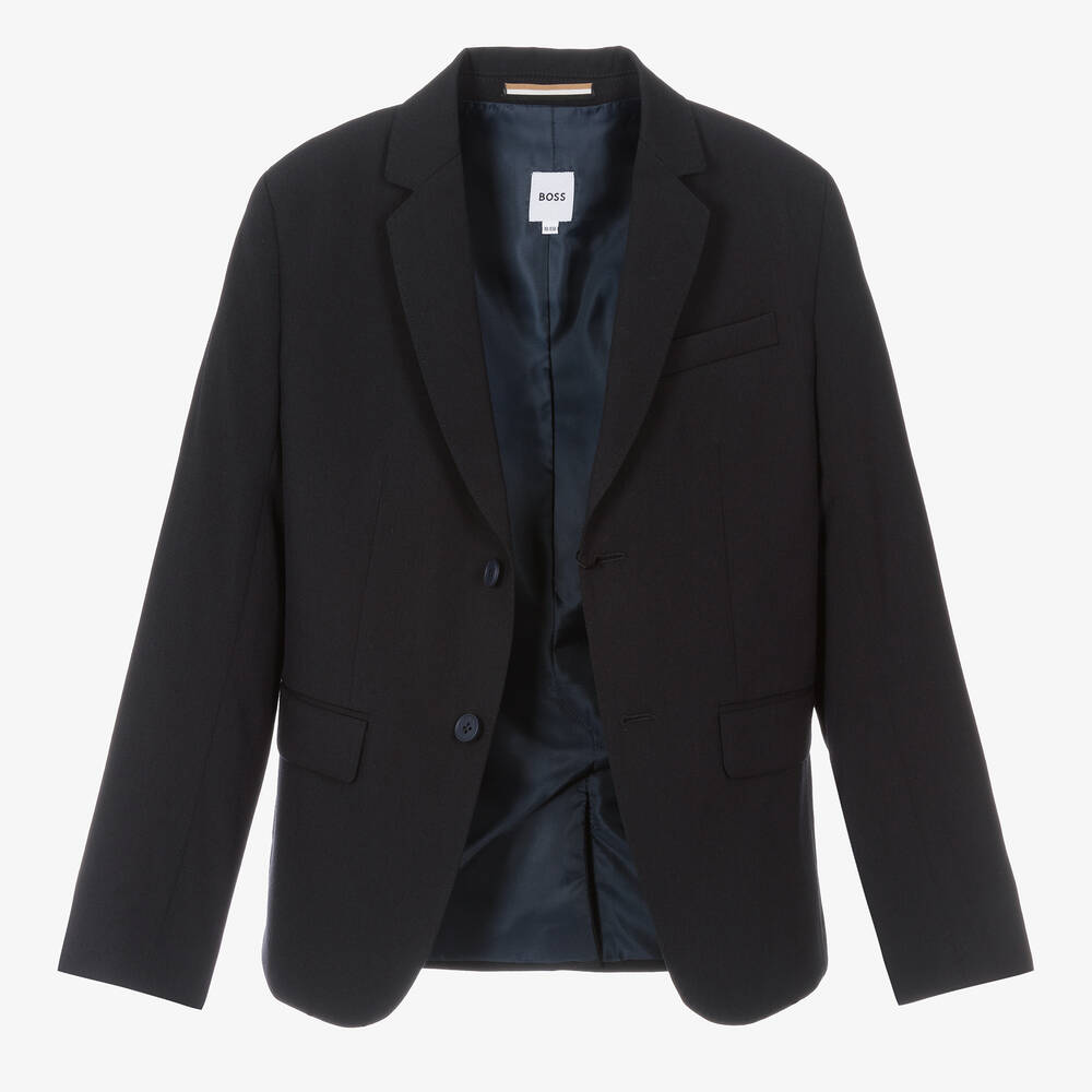 BOSS-جاكيت بلايزر مزيج صوف لون كحلي تينز ولادي | Childrensalon Outlet