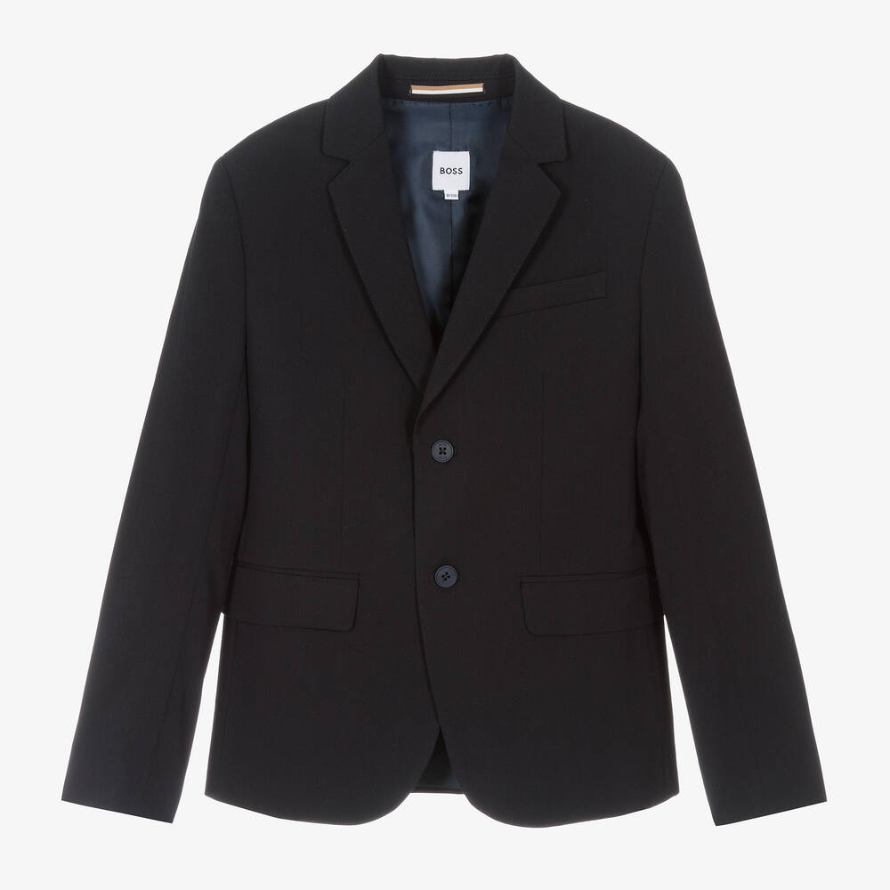 BOSS - Blazer bleu marine en laine ado | Childrensalon