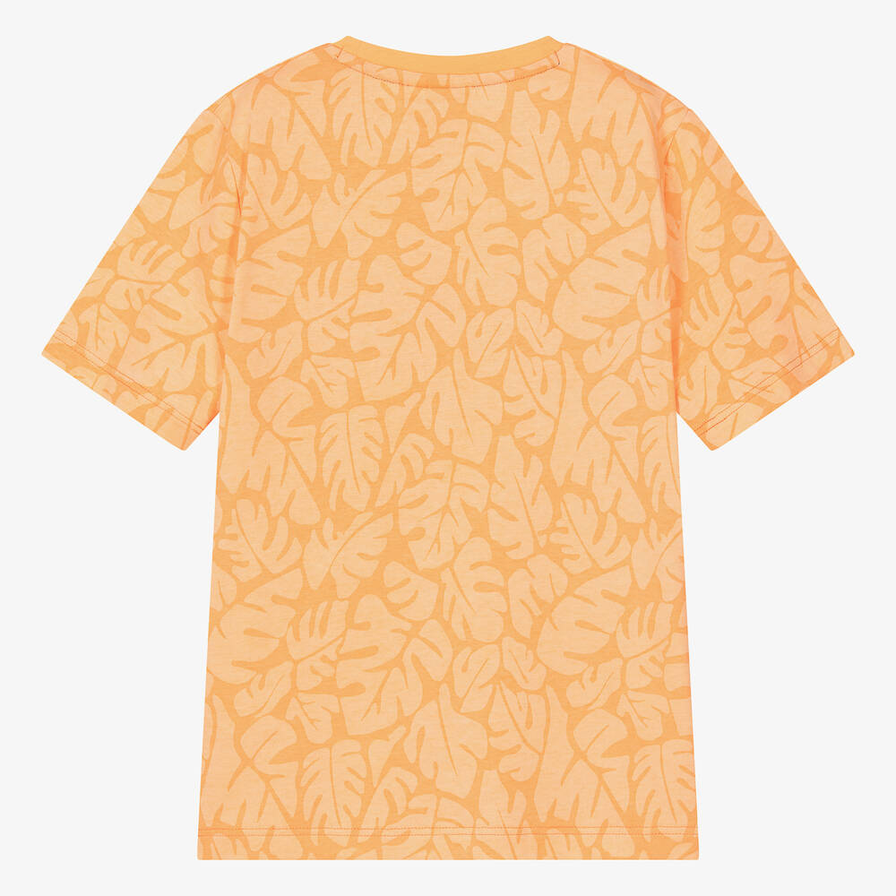 BOSS-Teen Boys Orange Cotton Leaf T-Shirt | Childrensalon Outlet