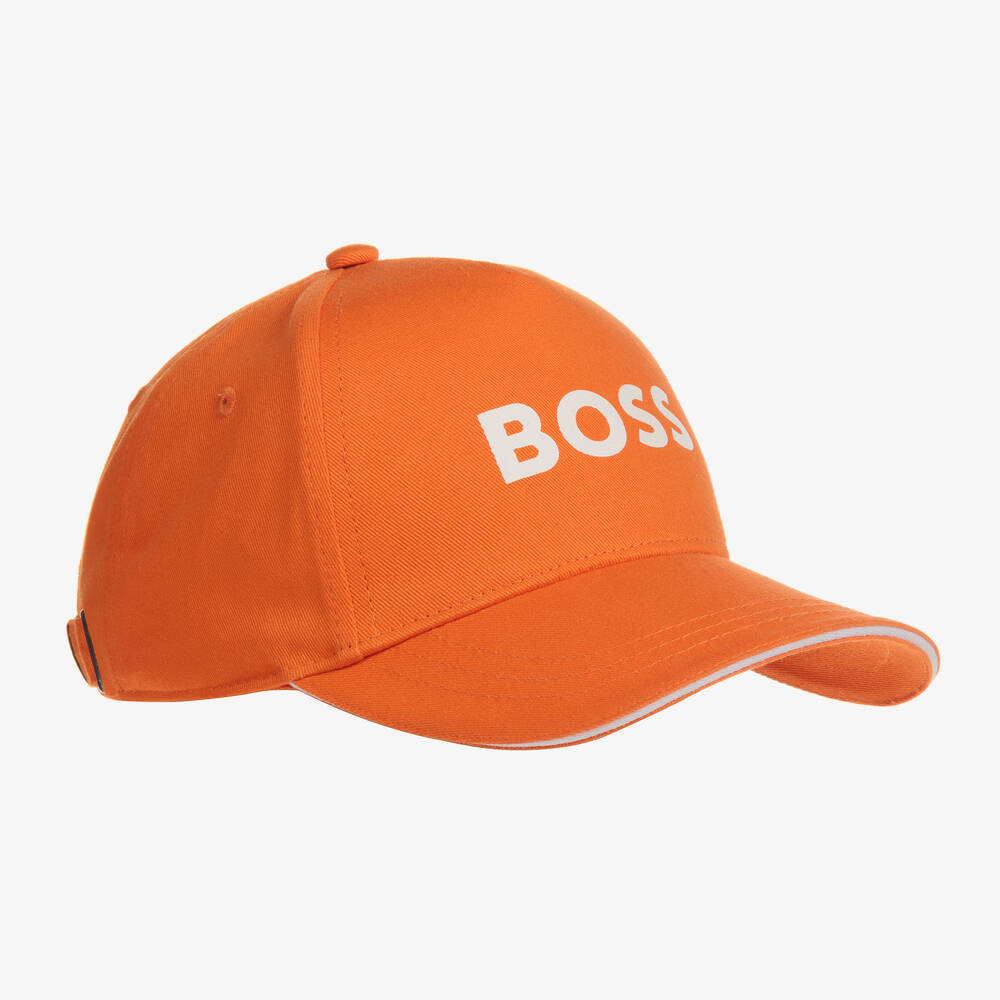 BOSS - Оранжевая хлопковая бейсболка | Childrensalon