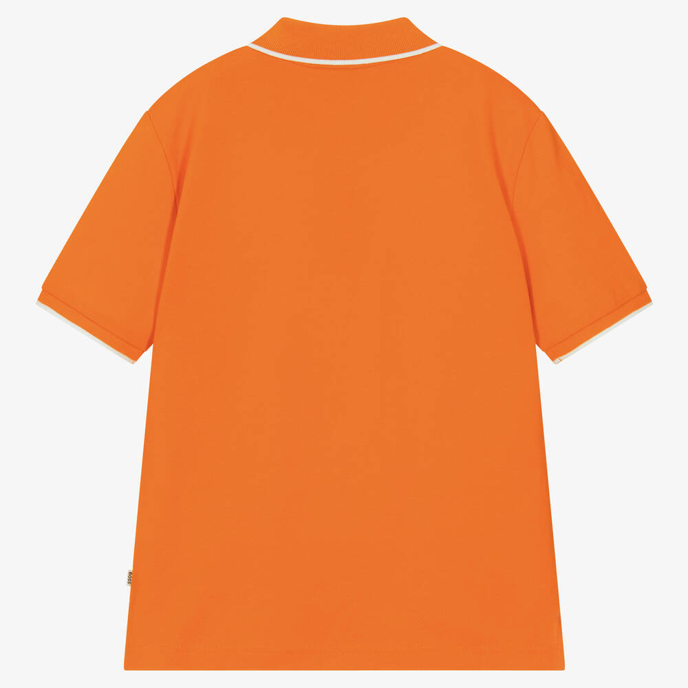 BOSS-Оранжевая рубашка поло из хлопкового пике | Childrensalon Outlet