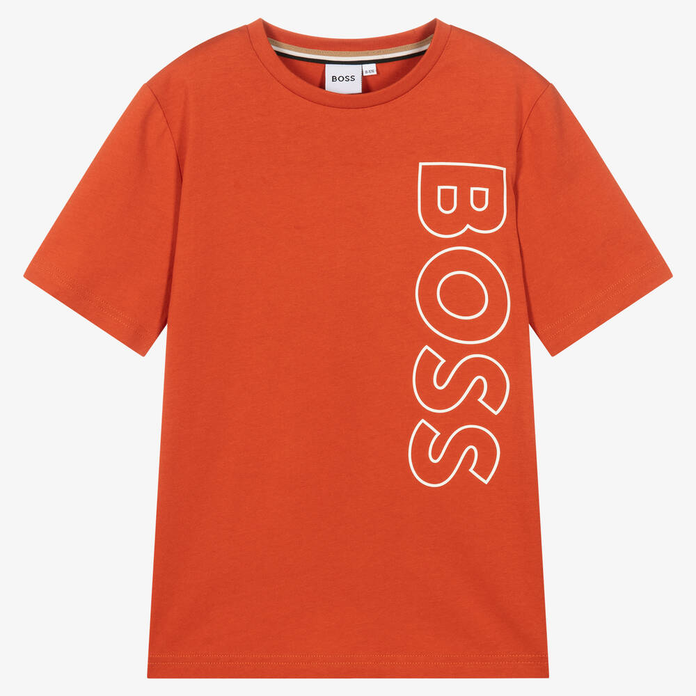 BOSS - Оранжевая хлопковая футболка для мальчиков-подростков | Childrensalon