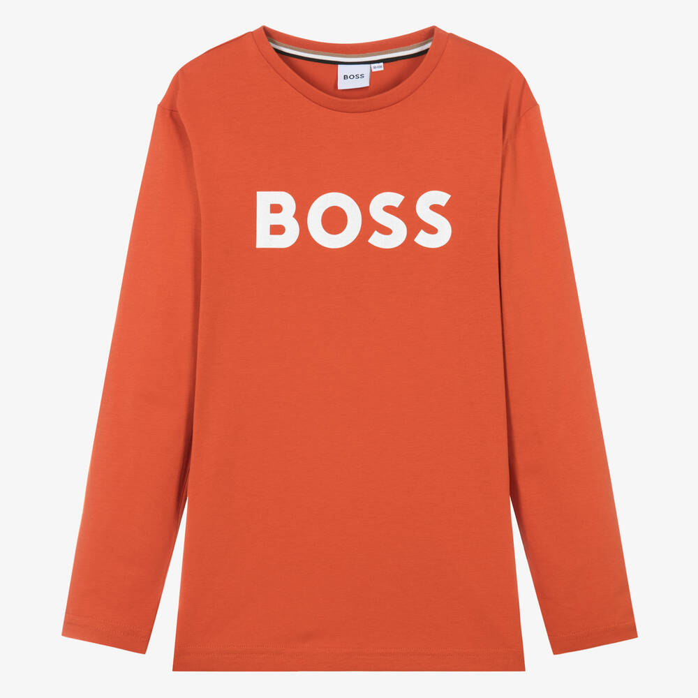 BOSS - Haut orange en coton ado garçon | Childrensalon