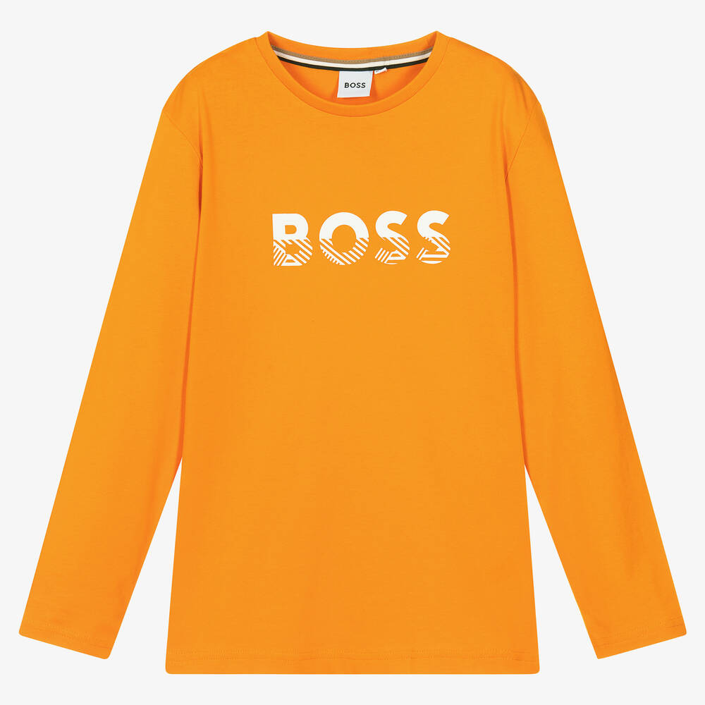 BOSS - Teen Boys Orange Logo Top | Childrensalon