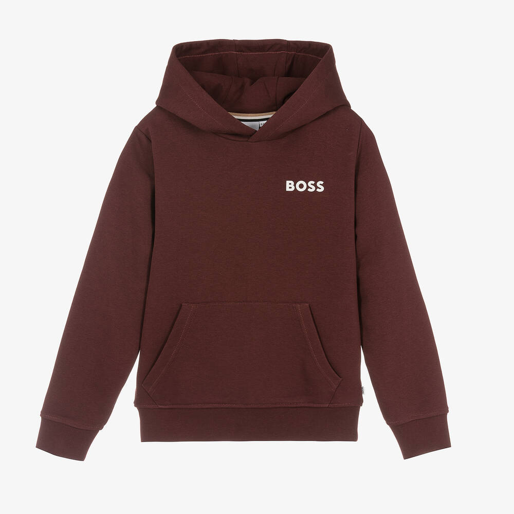 BOSS - Teen Boys Red Cotton Logo Hoodie | Childrensalon