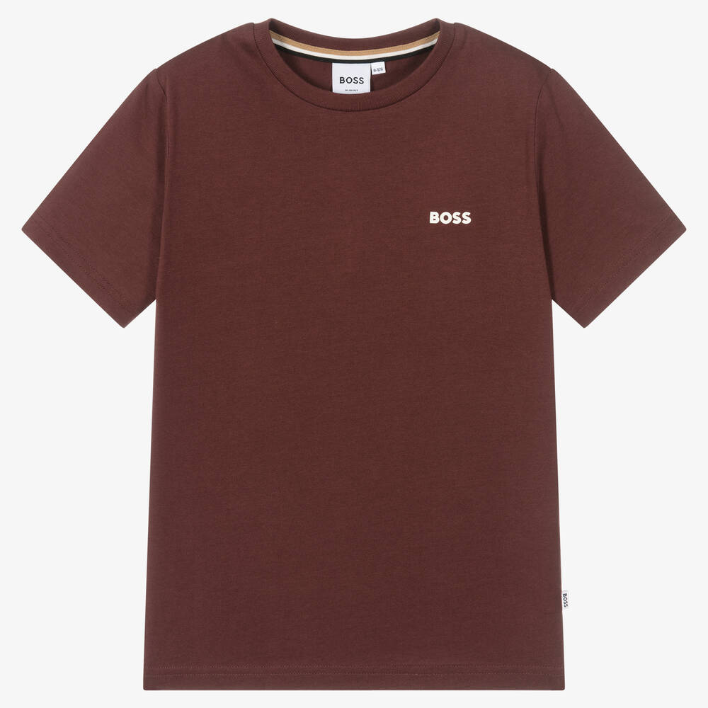 BOSS - Teen Boys Red Cotton Logo T-Shirt | Childrensalon
