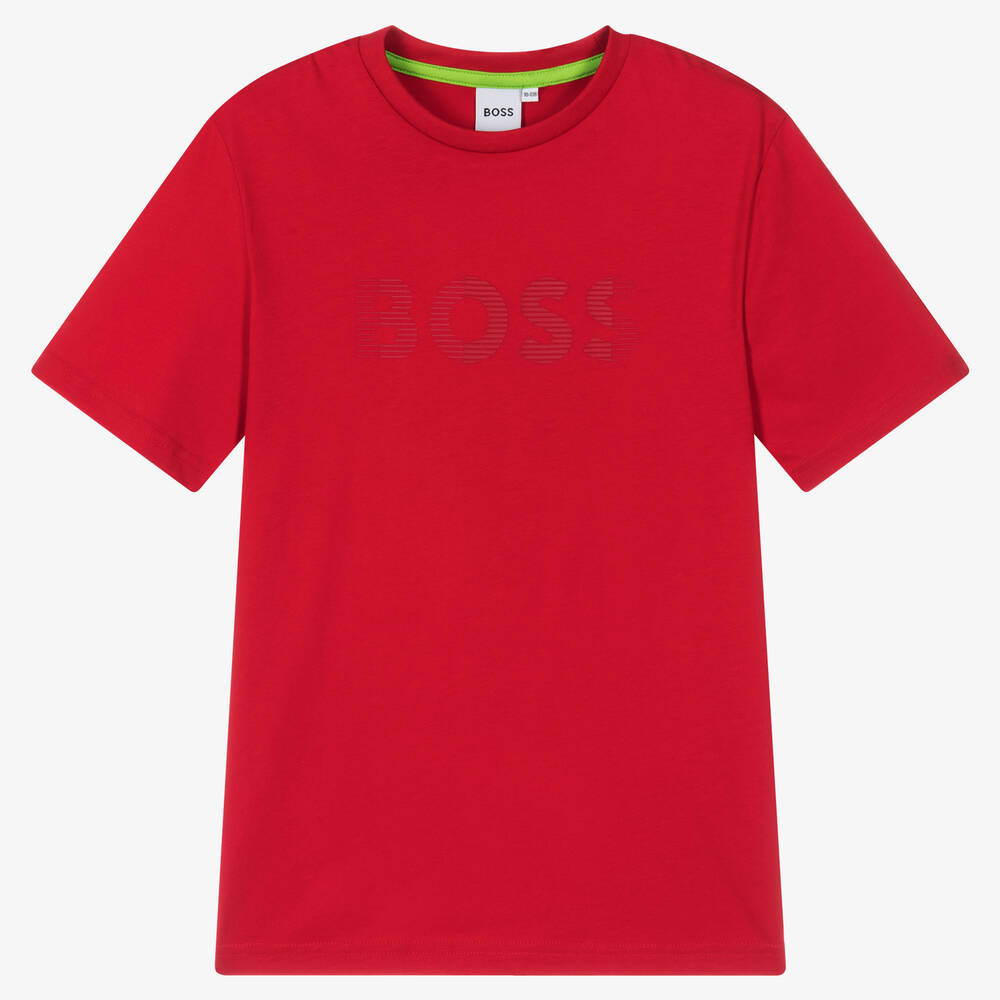BOSS - Rotes Teen Baumwoll-T-Shirt | Childrensalon