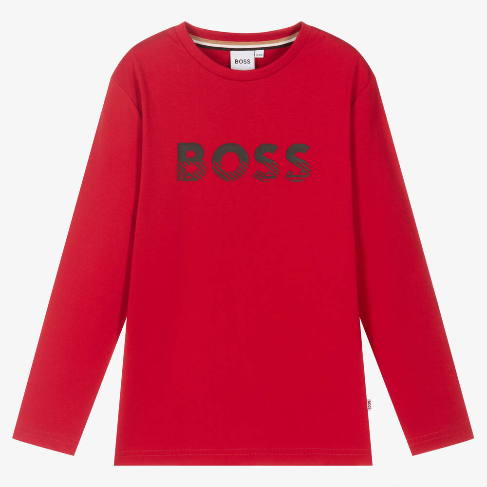 BOSS - Teen Boys Red Logo Top | Childrensalon