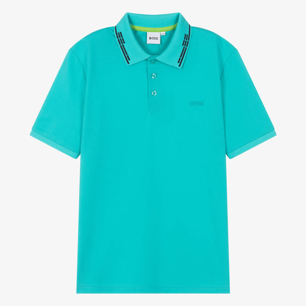 BOSS-Teen Boys Turquoise Blue Polo Shirt | Childrensalon Outlet