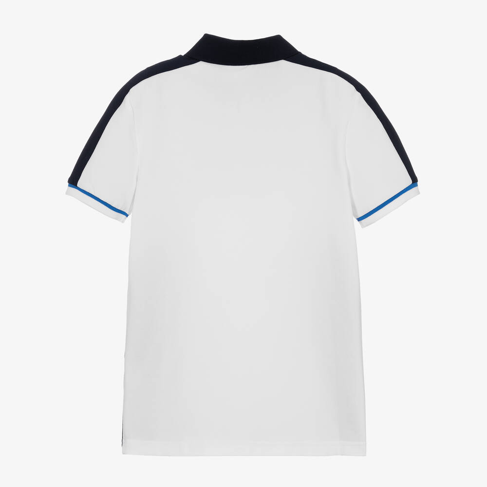BOSS-Teen Boys White & Blue Polo Shirt | Childrensalon Outlet