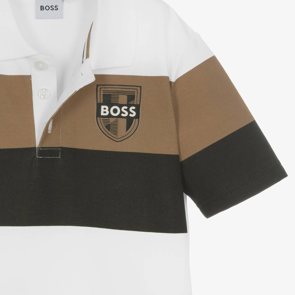 BOSS-Белая рубашка поло из хлопка для мальчиков-подростков | Childrensalon Outlet