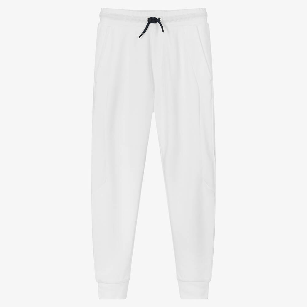 BOSS - Teen Boys White Cotton Logo Joggers | Childrensalon