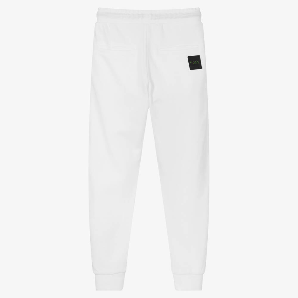 BOSS Teen Boys White Cotton Logo Joggers