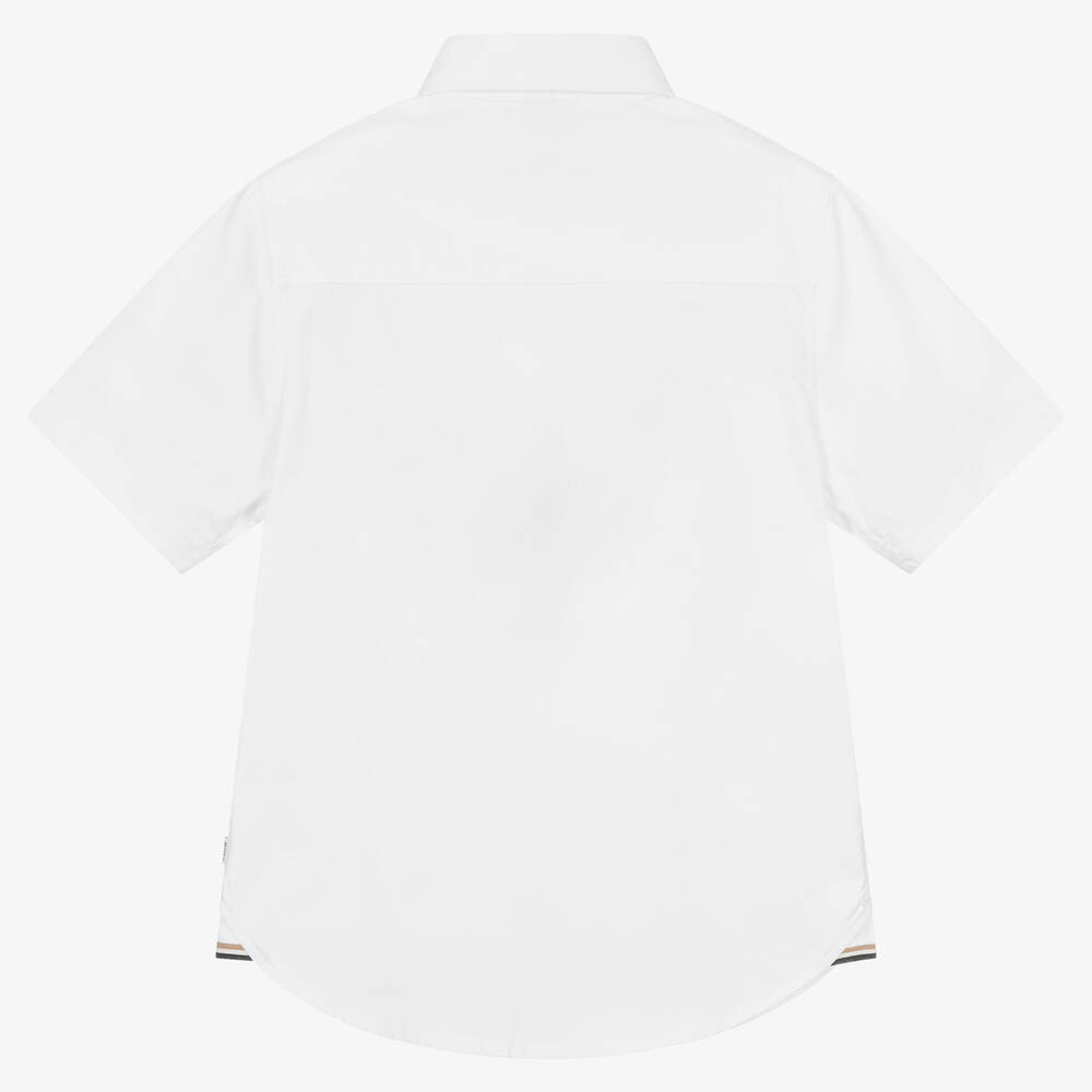 BOSS-Белая рубашка из хлопка оксфорд | Childrensalon Outlet