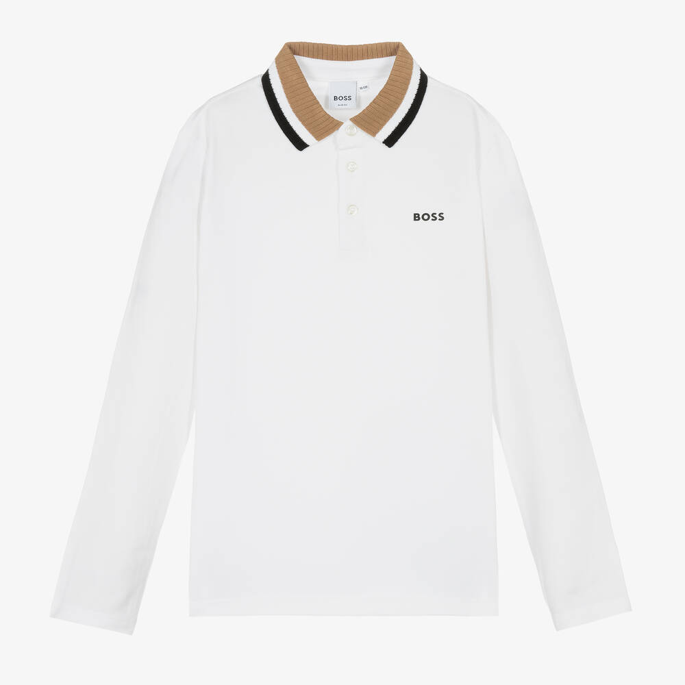 BOSS - Polo blanc en coton ado garçon | Childrensalon