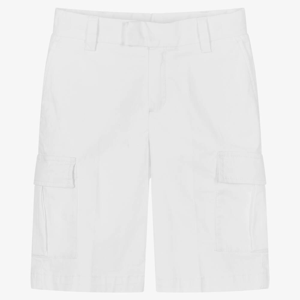 BOSS - Teen Boys White Cotton Shorts | Childrensalon